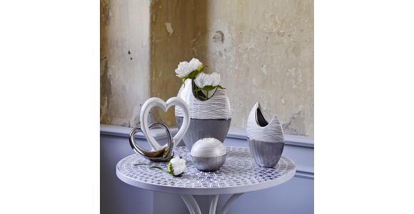 TEELICHTHALTER  - Silberfarben/Weiß, Basics, Keramik (12/9,5cm) - Ambia Home