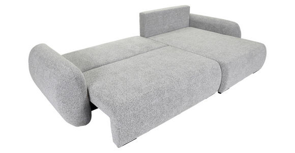 ECKSOFA Grau Flachgewebe Zierkissen, Rückenkissen, Bettkasten, Schlaffunktion, Rücken echt, Liegefläche im Originalstoff  - Schwarz/Grau, KONVENTIONELL, Kunststoff/Textil (145/285cm) - Carryhome