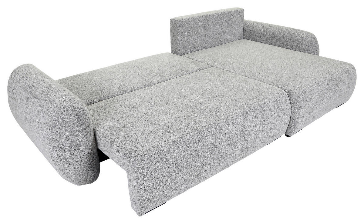 ECKSOFA Grau Flachgewebe Zierkissen, Rückenkissen, Bettkasten, Schlaffunktion, Rücken echt, Liegefläche im Originalstoff  - Schwarz/Grau, KONVENTIONELL, Kunststoff/Textil (145/285cm) - Carryhome