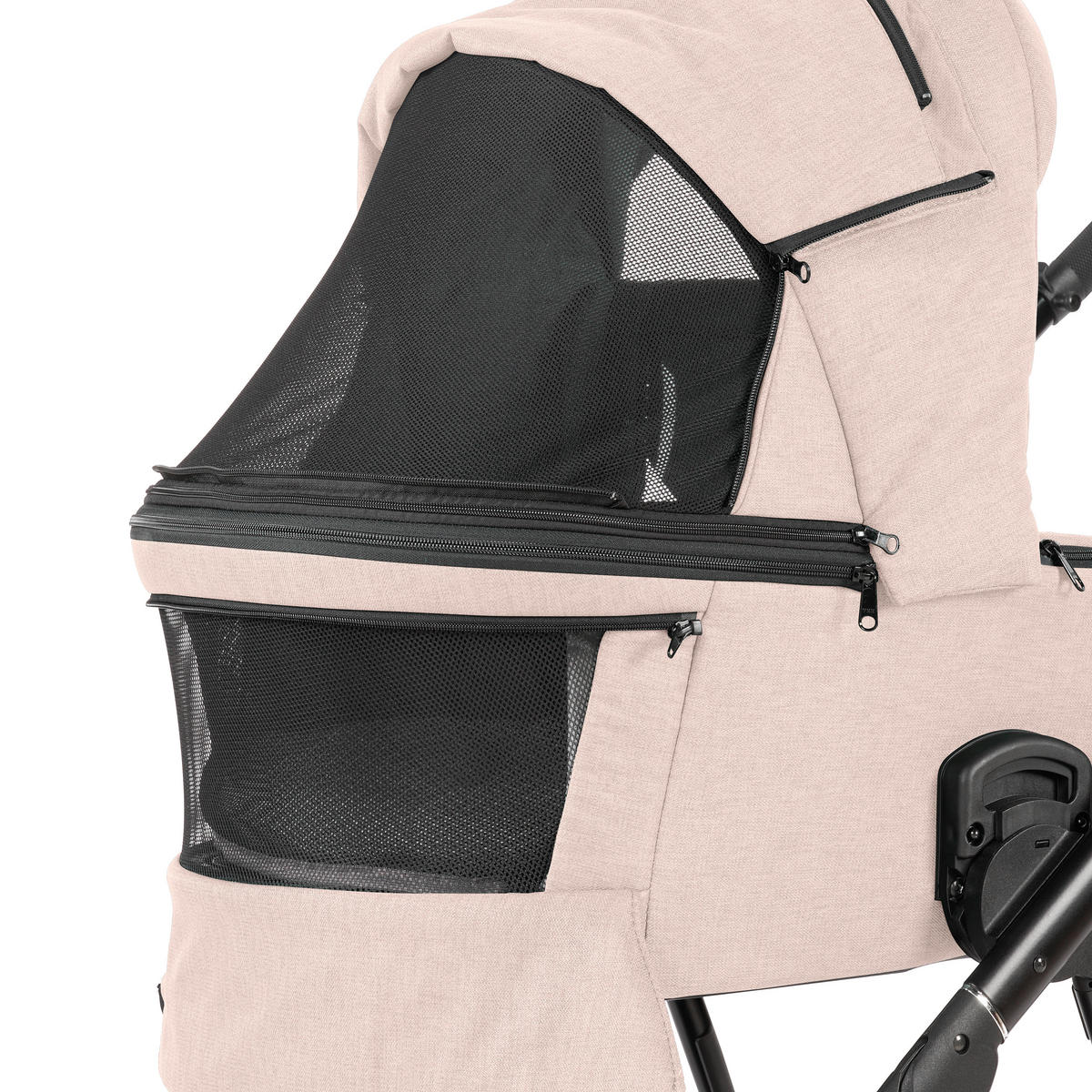KINDERWAGENSET  - Taupe/Schwarz, Basics, Textil/Metall (57,5/116/101cm) - Jimmylee