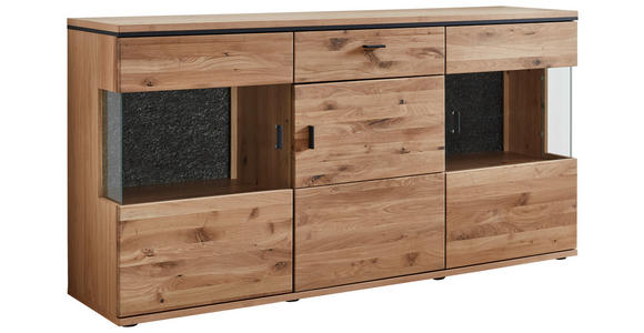 SIDEBOARD  180,2/91,3/43,8 cm 1 Schublade(n)  - Eichefarben/Anthrazit, KONVENTIONELL, Glas/Holz (180,2/91,3/43,8cm) - Linea Natura