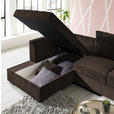 ECKSOFA in Cord Dunkelbraun  - Dunkelbraun/Schwarz, Design, Kunststoff/Textil (174/259cm) - Cantus