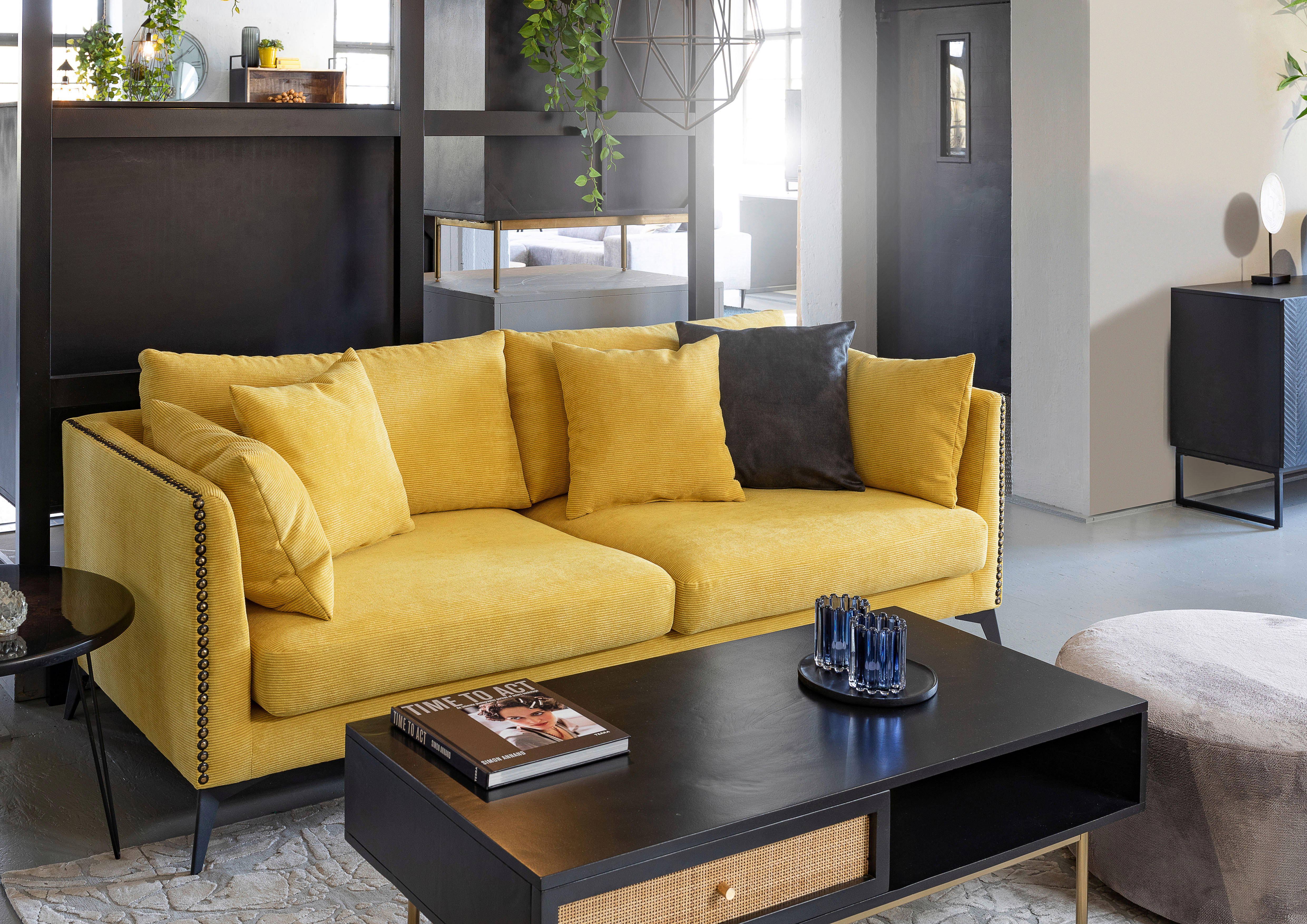 POHOVKA, textil, žlutá - černá/žlutá, Design, kov/textil (210/70/100cm) - Ambia Home