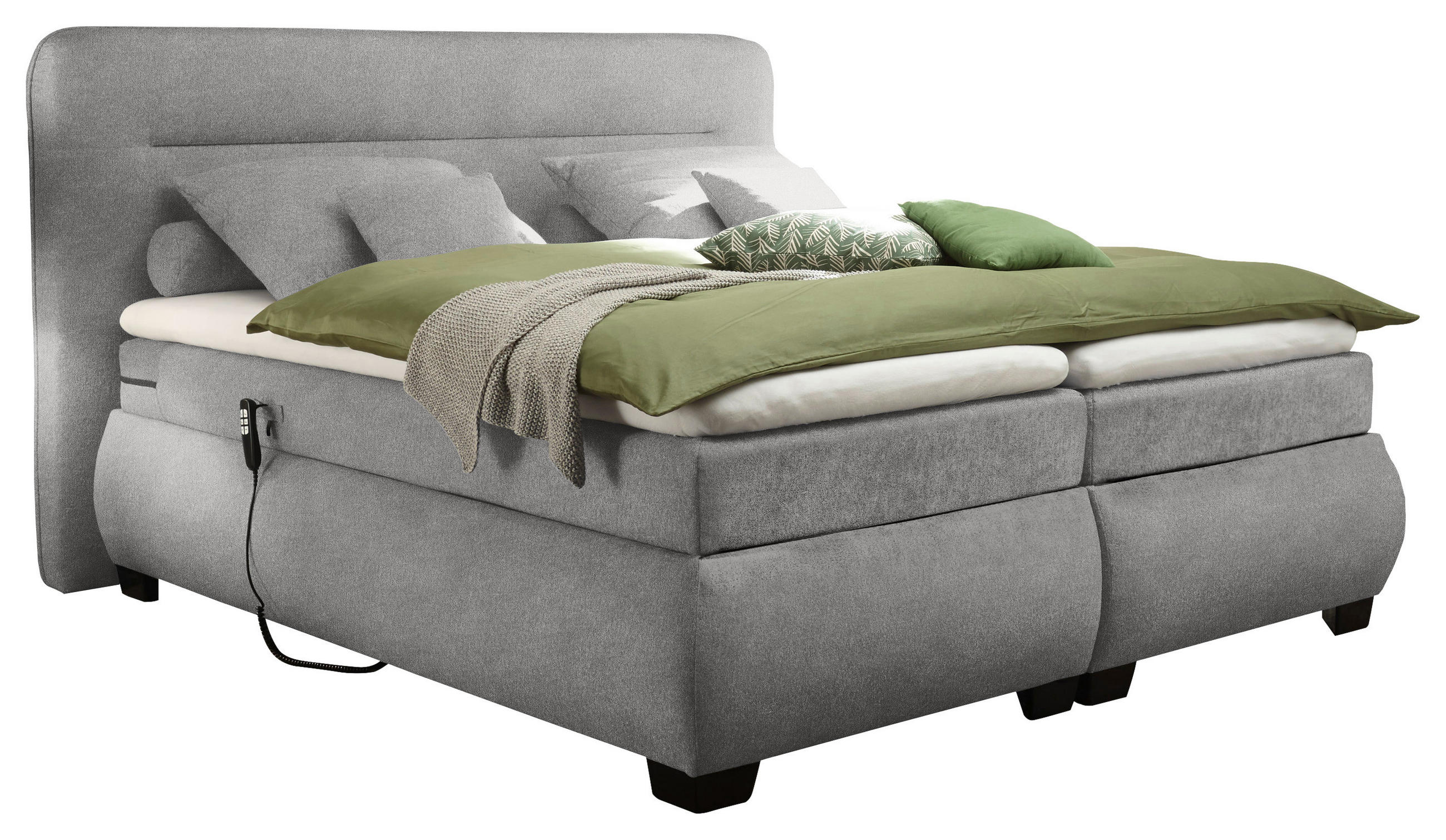 BOXSPRING-ÁGY 160/200 cm  iszap  - iszap/fekete, Konventionell, műanyag/textil (160/200cm) - MID.YOU