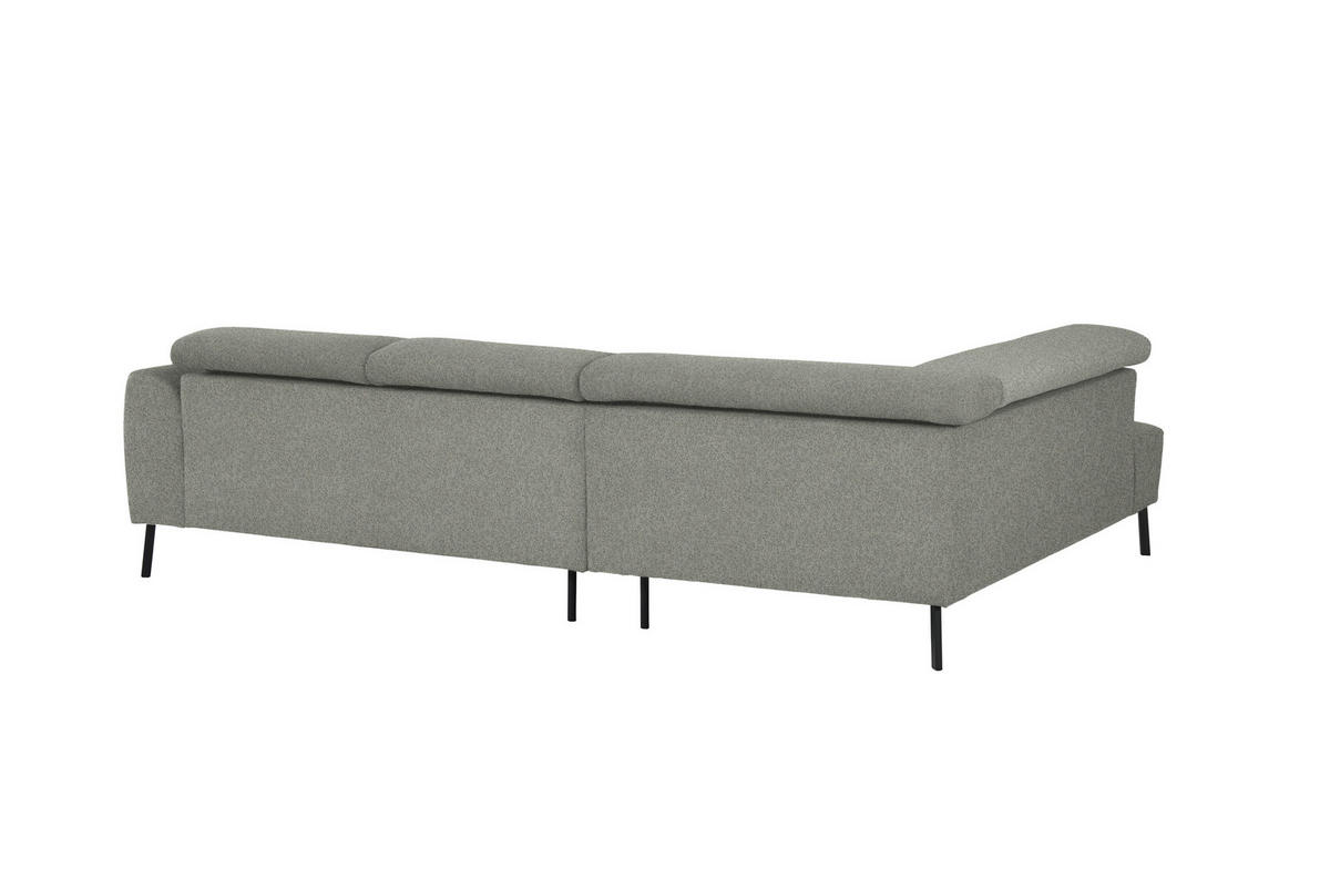 ECKSOFA in Struktur Hellgrau  205/280 cm  - Hellgrau/Schwarz, Design, Textil/Metall (205/280cm) - Xora