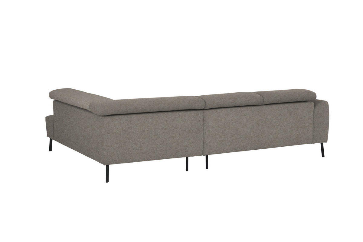 ECKSOFA in Webstoff Greige  - Greige/Schwarz, Design, Textil/Metall (280/205cm) - MID.YOU
