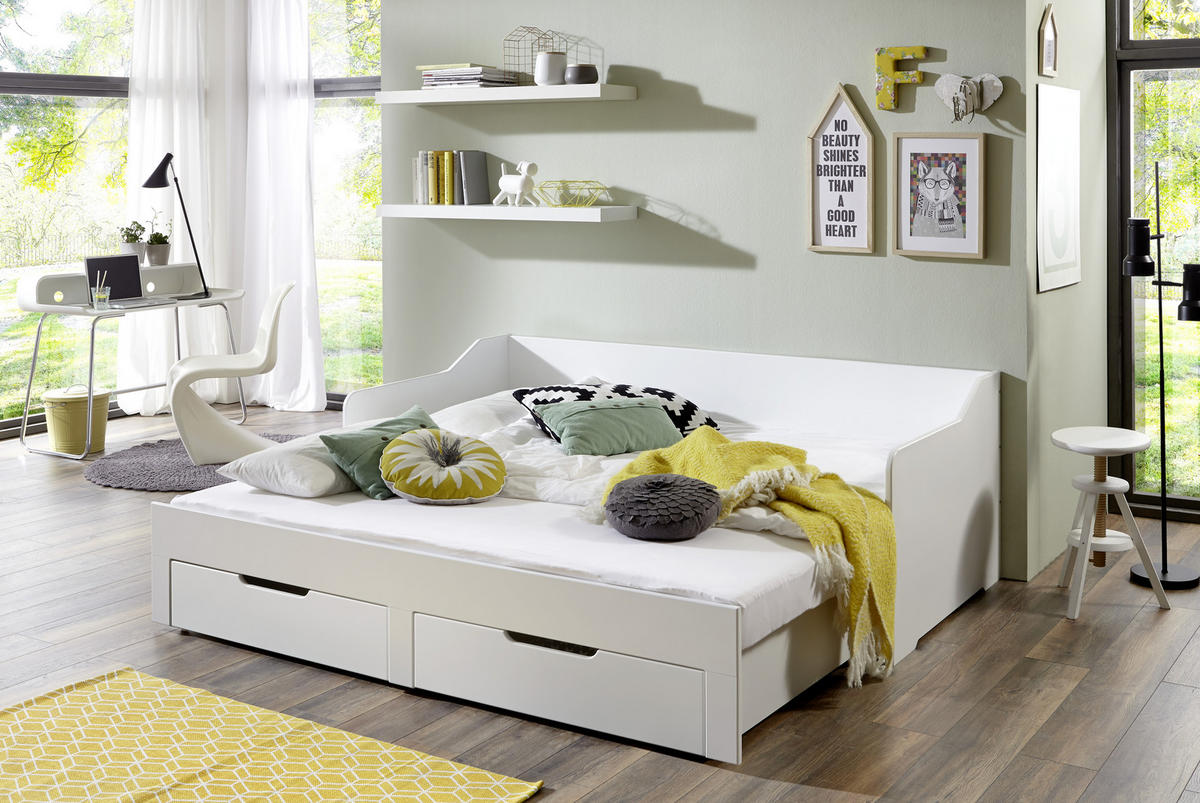 KREVET 90/180/200 cm     bela  - bela, Dizajnerski, pločasti materijal (90/180/200cm) - Xora