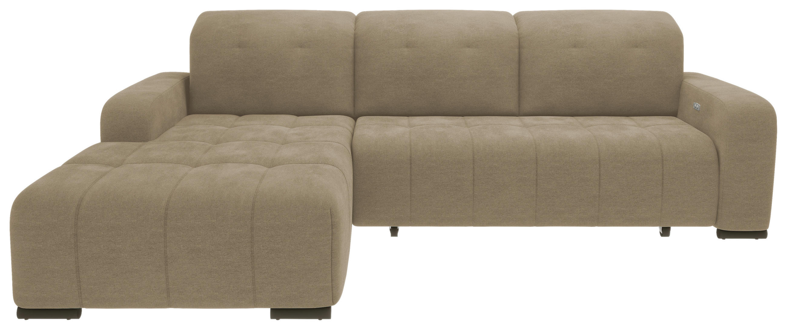 ECKSOFA in Chenille Hellbraun  - Hellbraun/Schwarz, Modern, Textil/Metall (292/185cm) - Livetastic