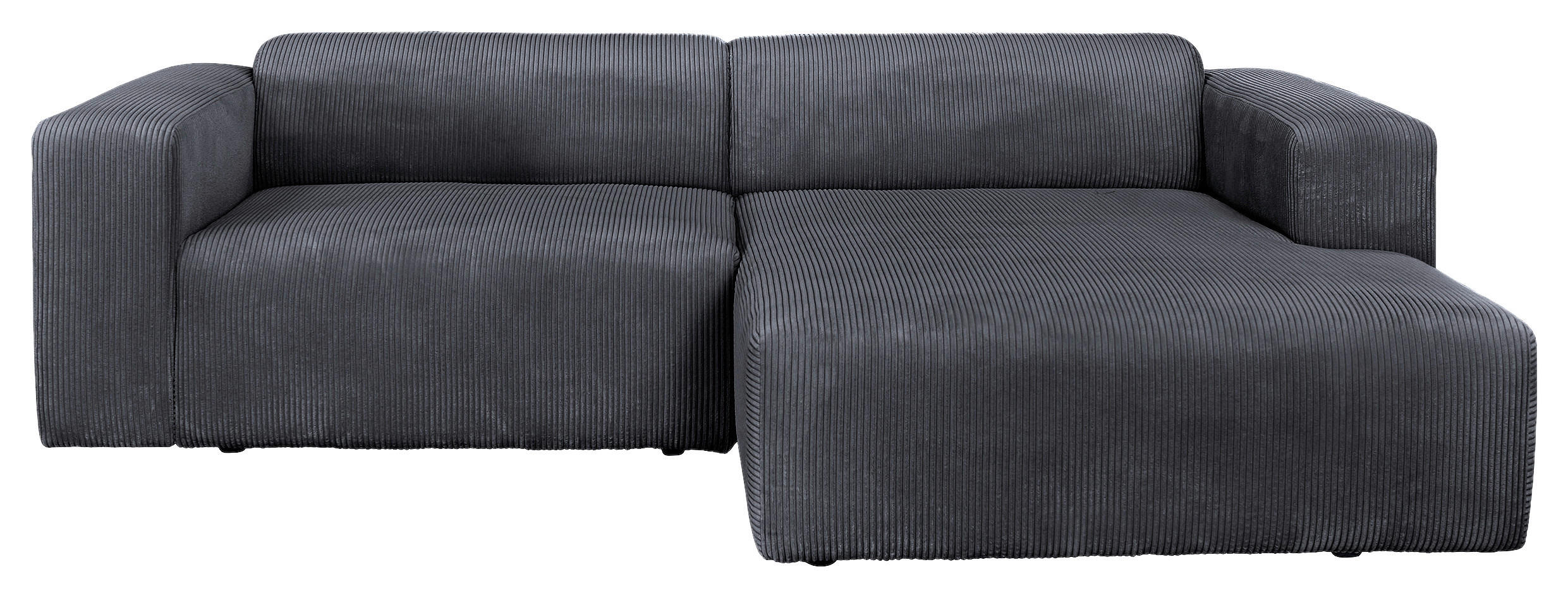 ECKSOFA 298/175 cm BASMA in Cord Graphitfarben  298/175 cm  - Schwarz/Graphitfarben, Design, Kunststoff/Textil (298/175cm) - P & B