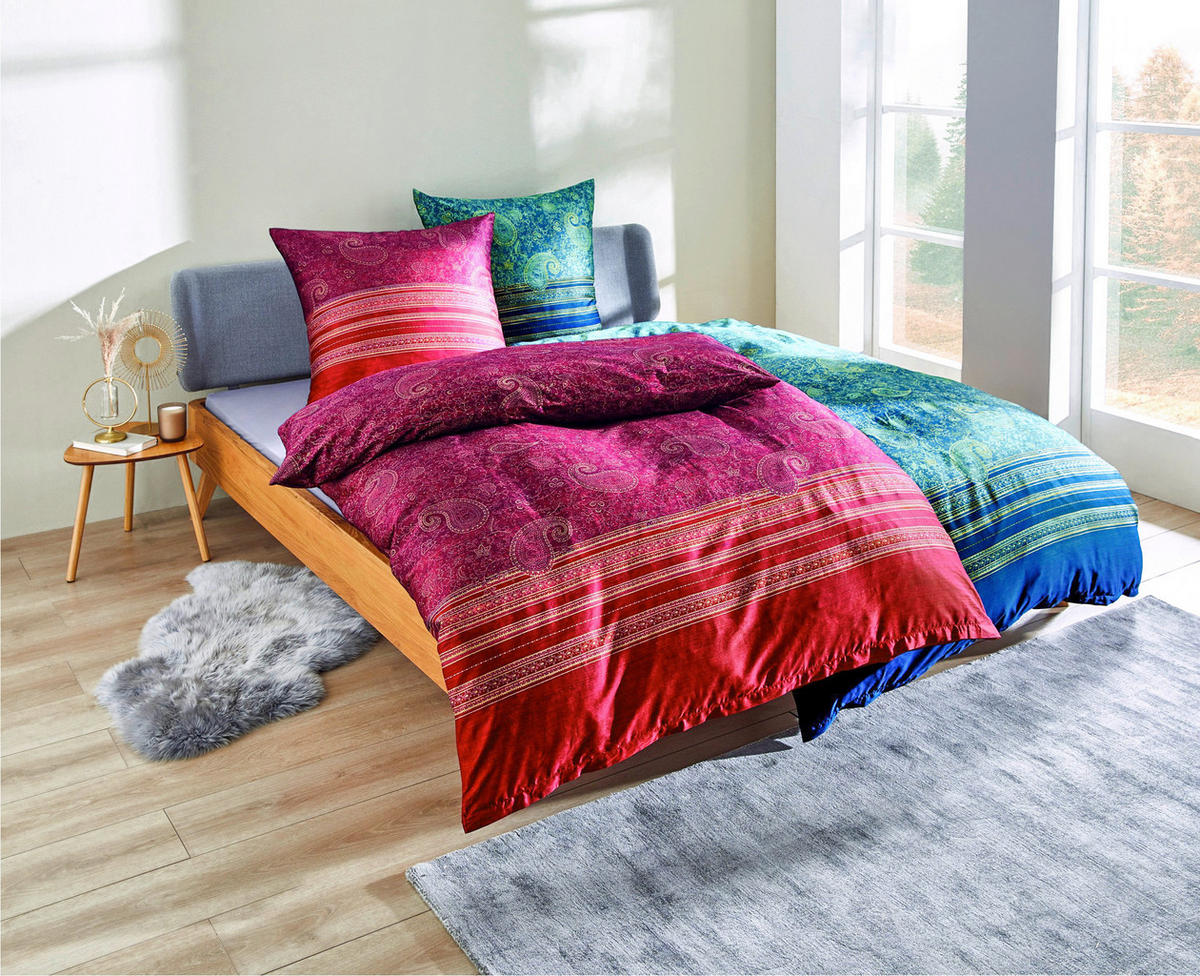 WENDEBETTWÄSCHE 2-teilig Moumbay R1 Makosatin 135/200 cm  - Rot/Terracotta, LIFESTYLE, Textil (135/200cm) - Bassetti
