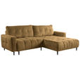 ECKSOFA Honig Chenille  - Schwarz/Honig, KONVENTIONELL, Holz/Textil (266/180cm) - Carryhome