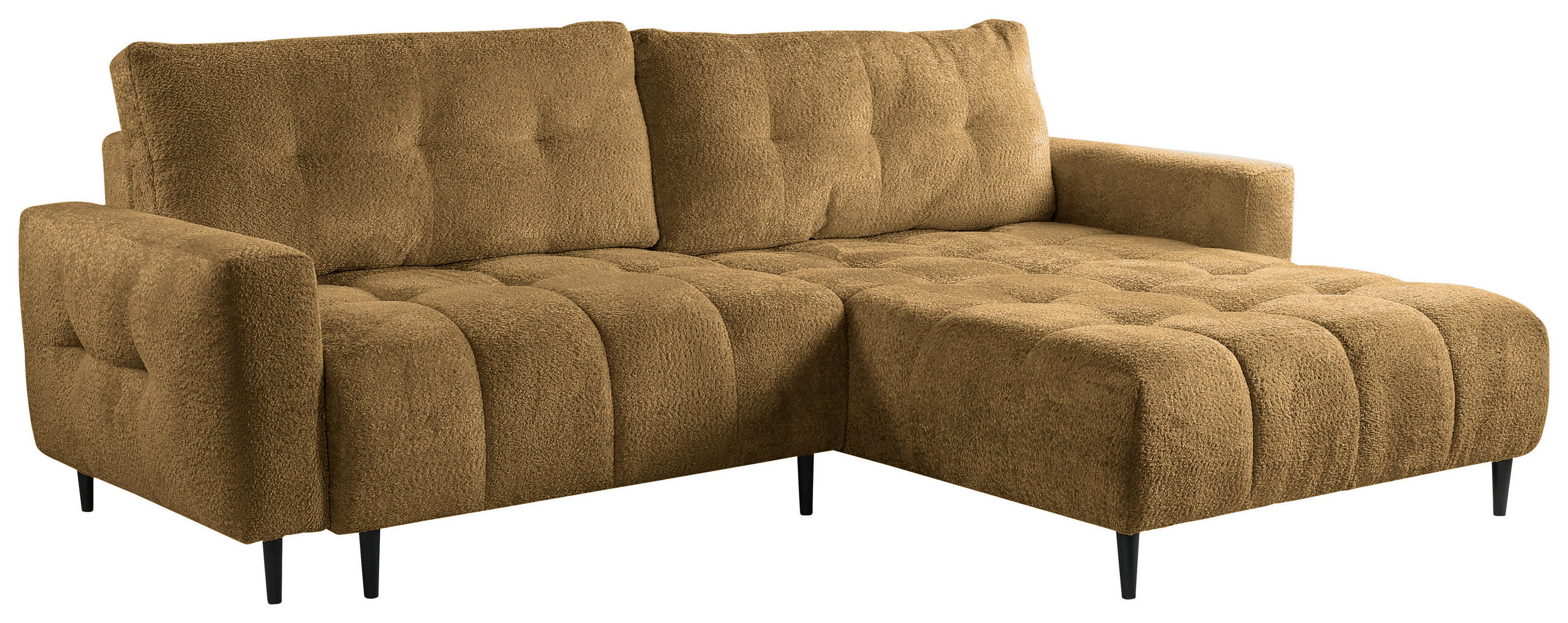 ECKSOFA in Chenille Honig  - Schwarz/Honig, Konventionell, Holz/Textil (266/180cm) - MID.YOU