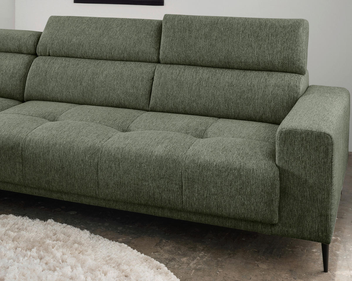 ECKSOFA Dunkelgrün Chenille  - Dunkelgrün/Schwarz, KONVENTIONELL, Textil/Metall (188/276cm) - Livetastic