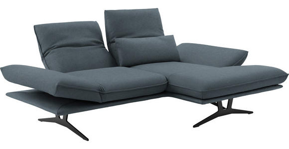 ECKSOFA in Echtleder Blau  - Blau/Schwarz, Design, Leder/Metall (210/130cm) - Dieter Knoll