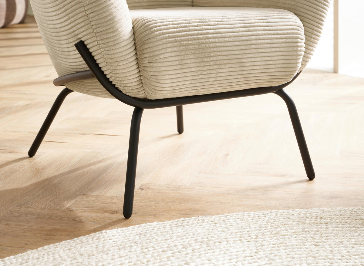 COCKTAILSESSEL Cord Creme, Naturfarben    - Creme/Schwarz, Design, Textil/Metall (79/71/74cm)