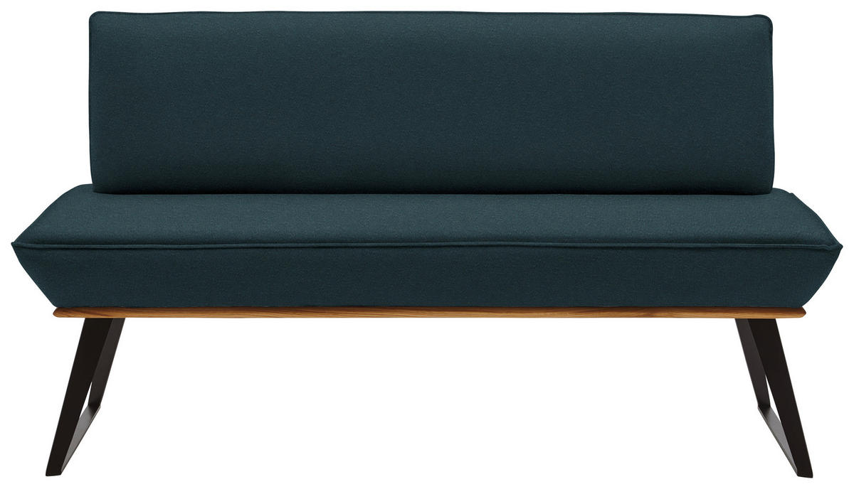 SITZBANK in Holz, Metall, Textil Schwarz, Eichefarben, Petrol  - Eichefarben/Petrol, Design, Holz/Textil (140/87/64cm) - Voleo