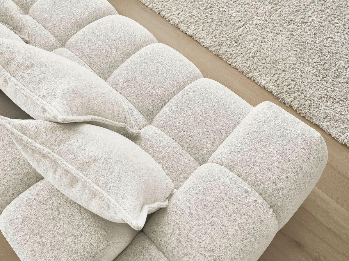 ECKSOFA Ottomane rechts  EVEREST Weiß Flachgewebe  - Schwarz/Weiß, MODERN, Kunststoff/Textil (352/210cm) - Livetastic