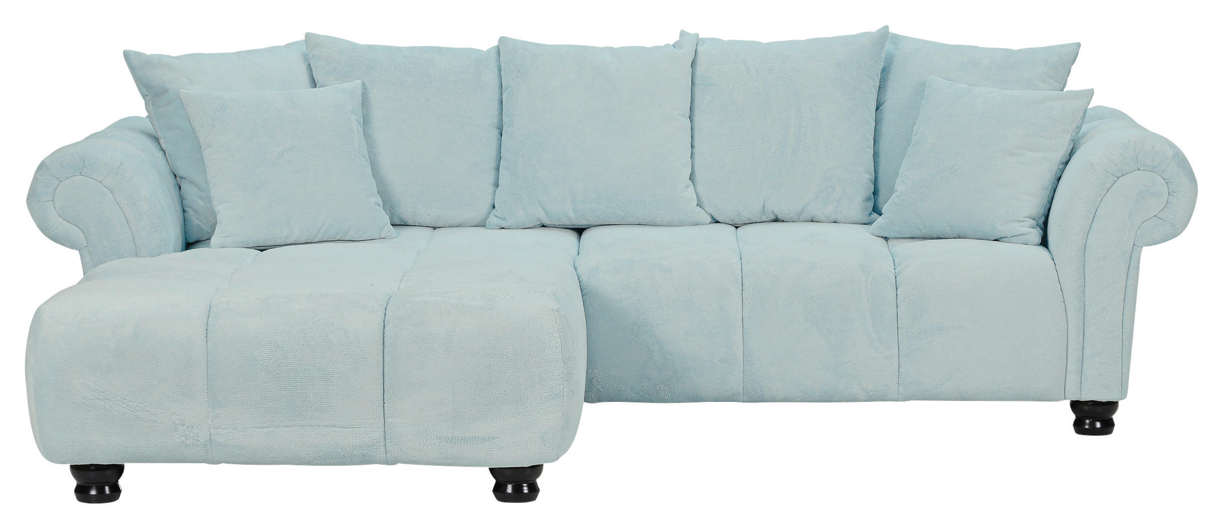 ECKSOFA Mintgrün Plüsch  - Dunkelbraun/Mintgrün, KONVENTIONELL, Holz/Textil (190/288cm) - Carryhome