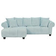 ECKSOFA  in Plüsch Mintgrün Zierkissen, Rückenkissen, Rücken echt  190/288 cm  - Dunkelbraun/Mintgrün, KONVENTIONELL, Holz/Textil (190/288cm) - Carryhome
