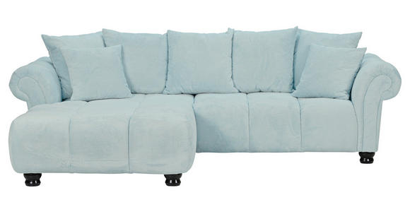 ECKSOFA  in Plüsch Mintgrün Zierkissen, Rückenkissen, Rücken echt  190/288 cm  - Dunkelbraun/Mintgrün, KONVENTIONELL, Holz/Textil (190/288cm) - Carryhome