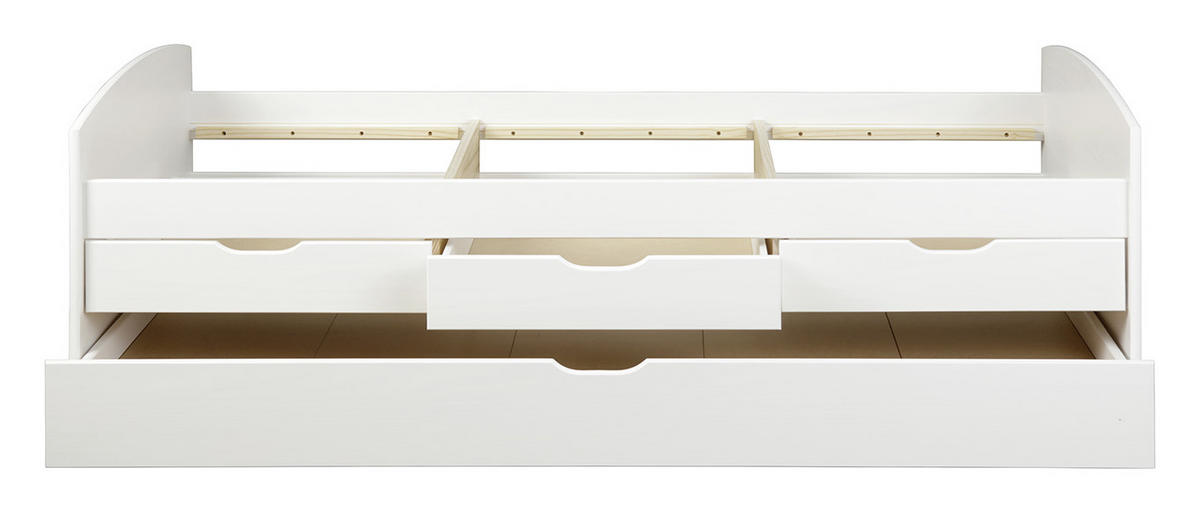 STAURAUMBETT 90/200 cm  in Weiß  - Weiß, LIFESTYLE, Holz (90/200cm) - Carryhome