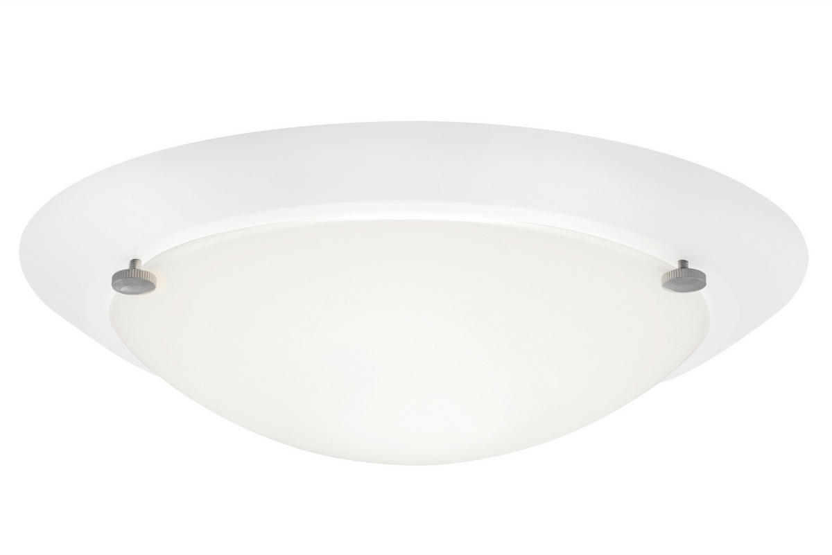 PLAFONJERA - boja hroma/bela, Osnovno, staklo/metal (27/9cm)