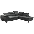 ECKSOFA Anthrazit Mikrovelours  - Anthrazit/Schwarz, KONVENTIONELL, Kunststoff/Textil (274/231cm) - Carryhome