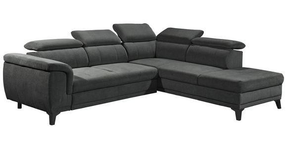 ECKSOFA Anthrazit Mikrovelours  - Anthrazit/Schwarz, KONVENTIONELL, Kunststoff/Textil (274/231cm) - Carryhome