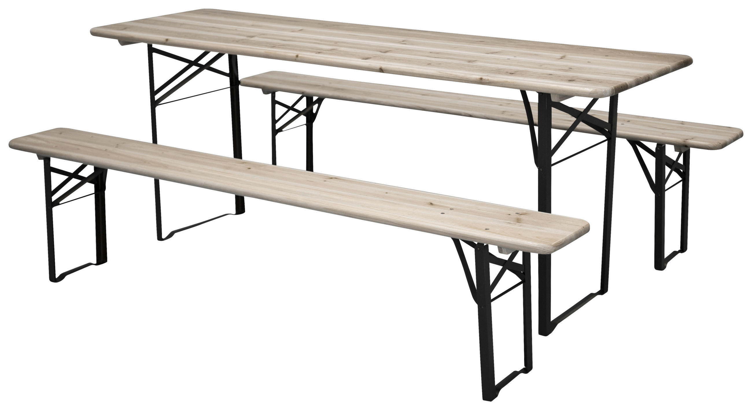 GARTENTISCHGRUPPE Tanne Stahl  - Schwarz/Naturfarben, KONVENTIONELL, Holz/Metall - Gardenson
