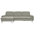 ECKSOFA in Webstoff Ecru  - Ecru/Schwarz, LIFESTYLE, Textil/Metall (180/310cm) - Valnatura