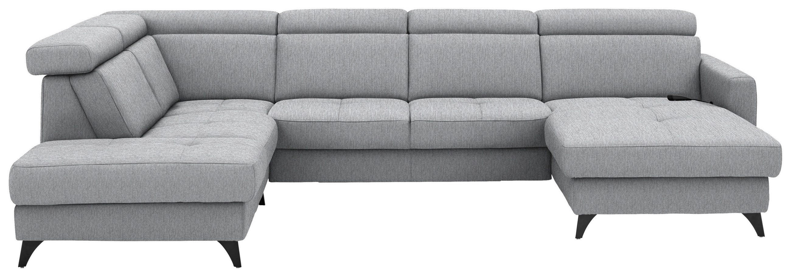 WOHNLANDSCHAFT Flachgewebe Alufarben  - Schwarz/Alufarben, Konventionell, Textil/Metall (215/333/174cm) - Beldomo System