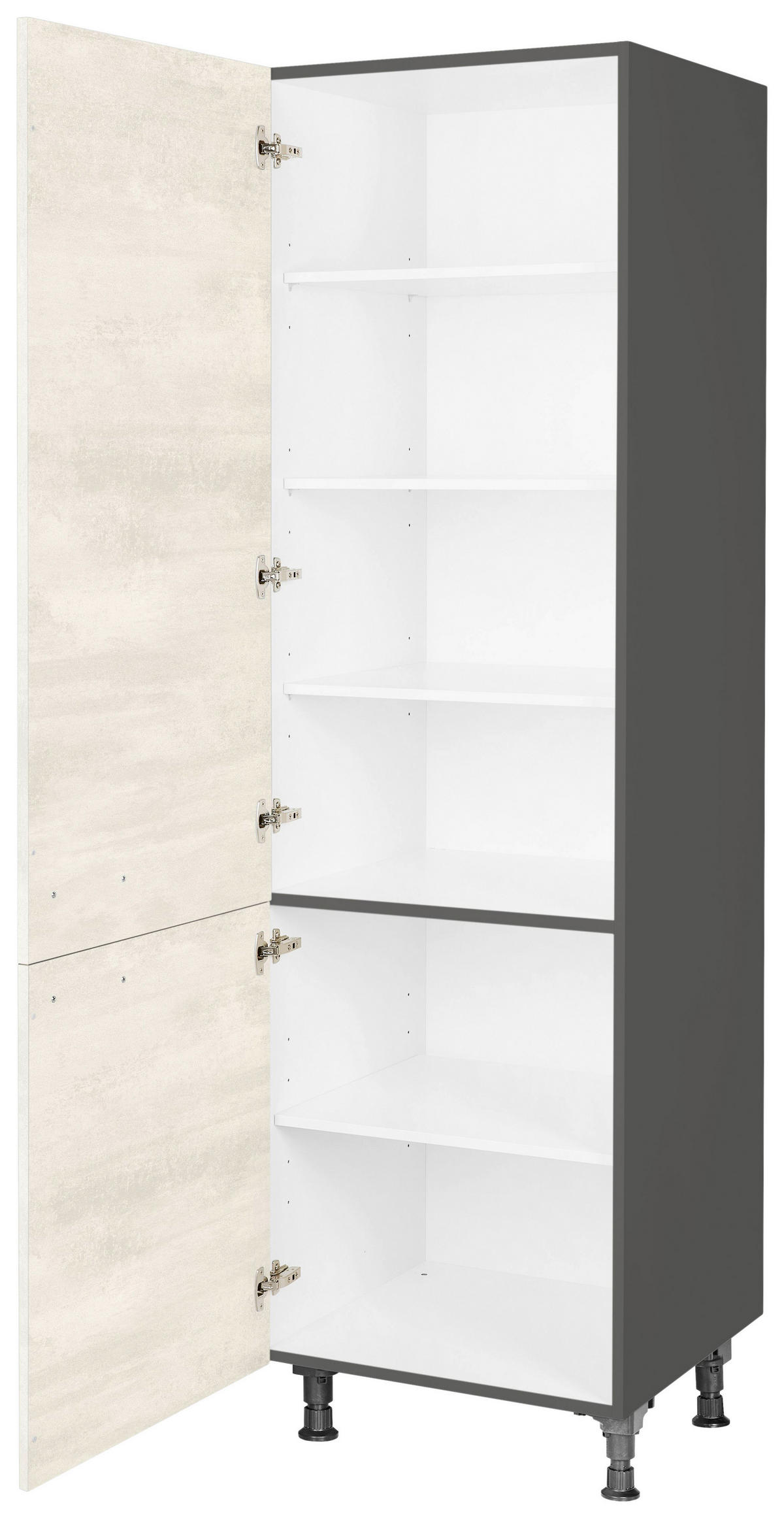 GESCHIRRSCHRANK 60/216,6/58 cm  Weiss  - Schieferfarben/Weiss, Modern, Holzwerkstoff/Metall (60/216,6/58cm) - Nobilia