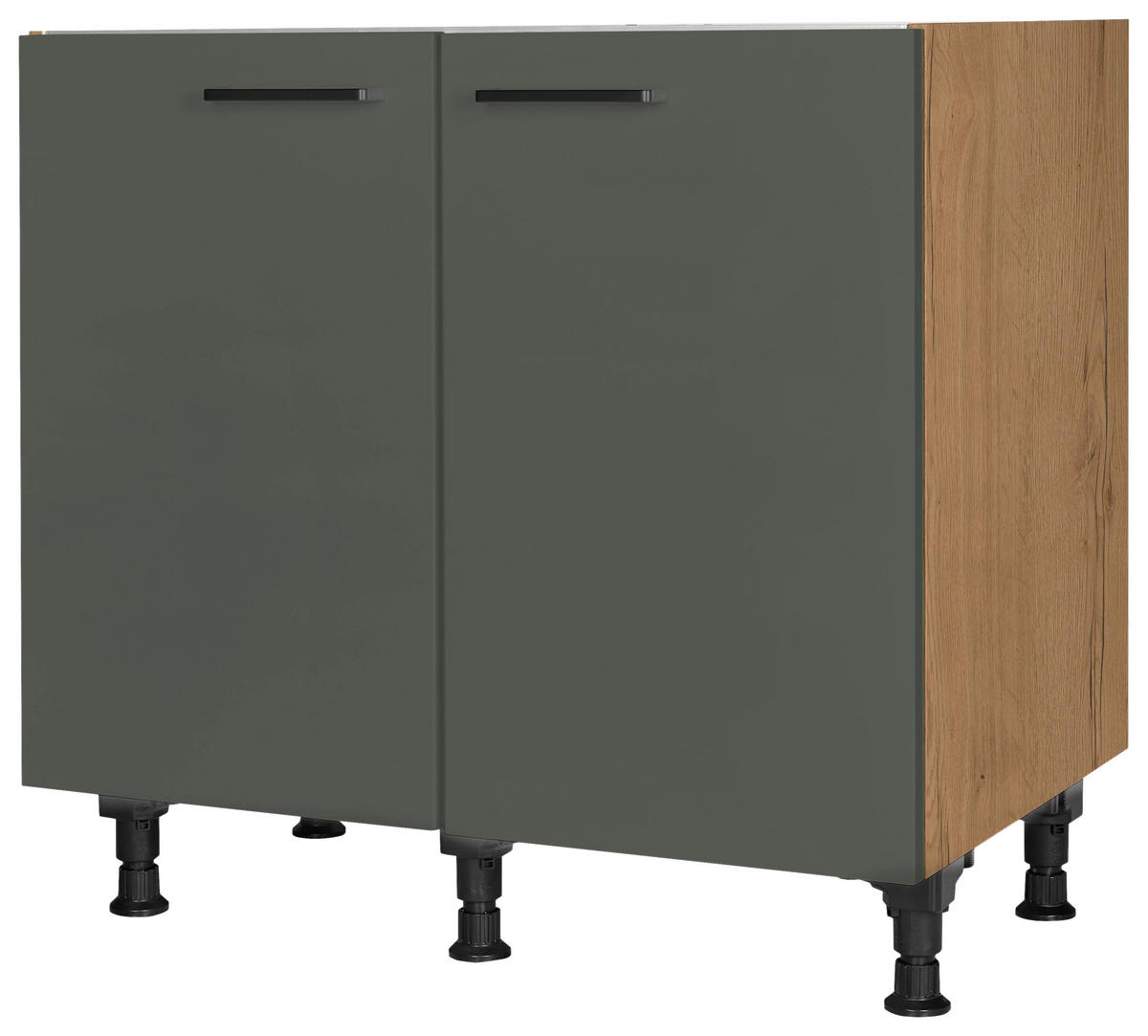 SPÜLENUNTERSCHRANK 90/87/56 cm  in Grün, Eichefarben  - Eichefarben/Schwarz, MODERN, Holzwerkstoff/Metall (90/87/56cm) - Nobilia