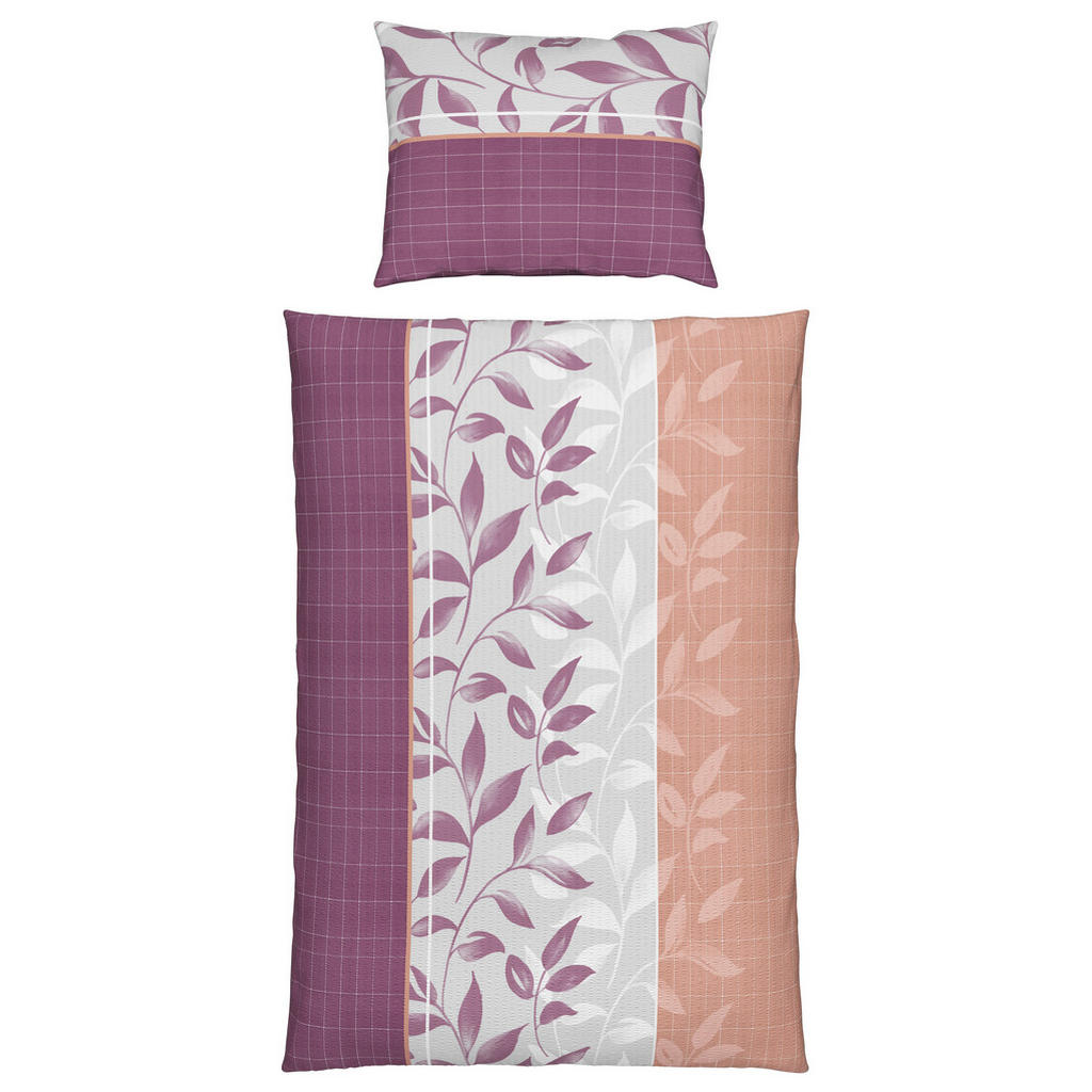Seersucker Bettwäsche 140x200 cm Alexa Beere Blätter