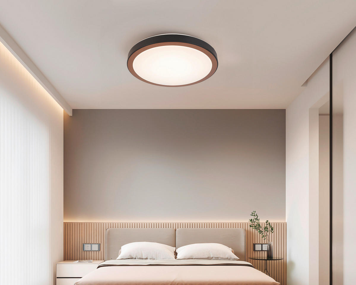 LED PLAFONJERA - bela/crna, Osnovno, metal/plastika (39/8cm) - Novel