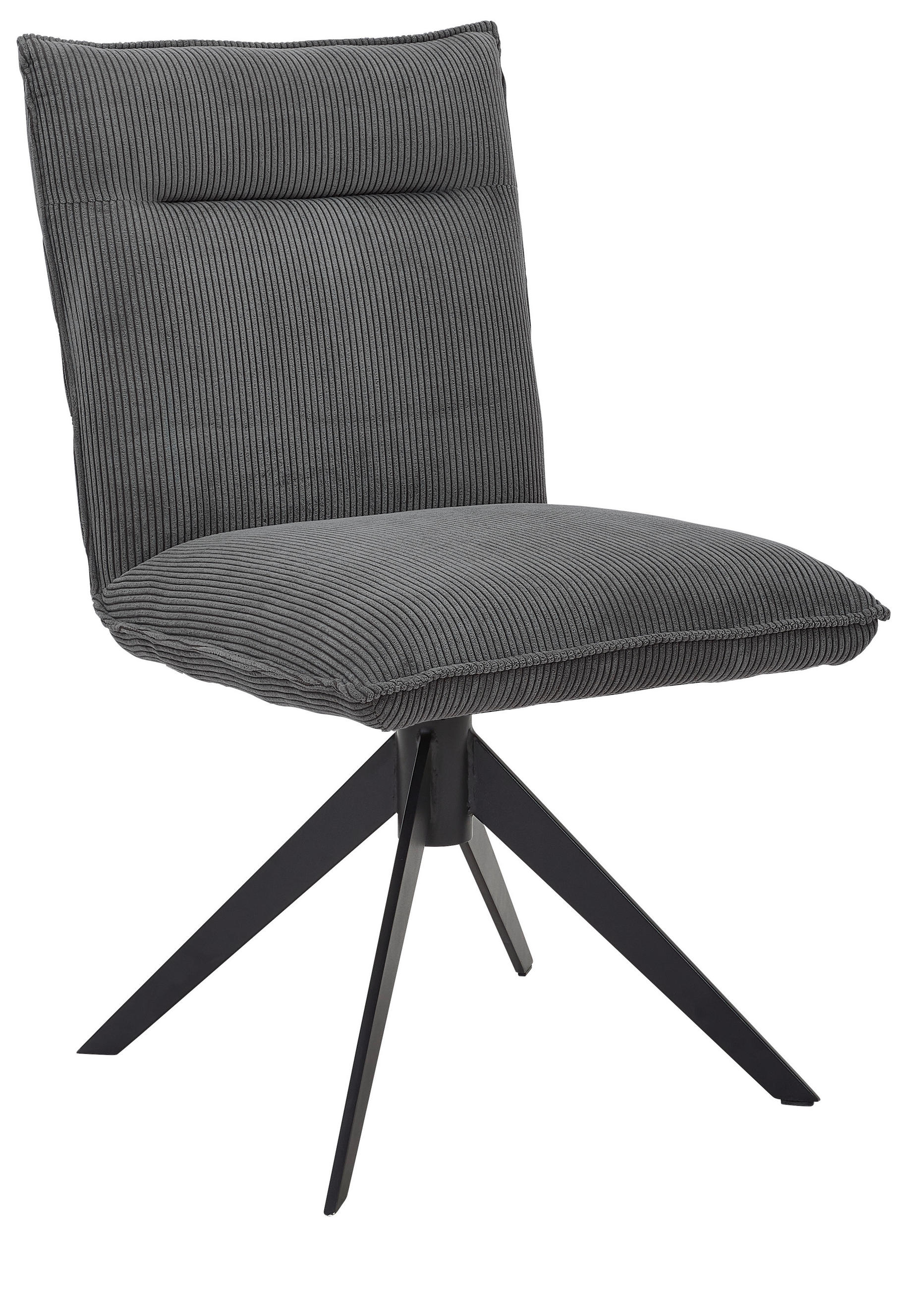 STUHL  in Eisen Feincord Metall, Textil  - Anthrazit/Schwarz, Design, Textil/Metall (47/87/62cm) - Johann Jakob