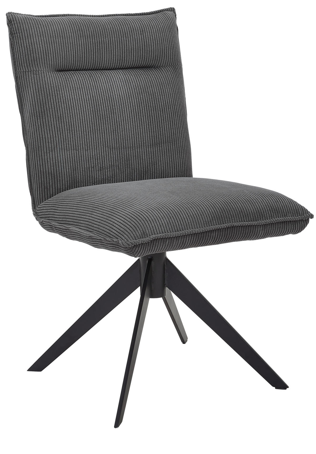 STUHL  in Eisen Feincord  - Anthrazit/Schwarz, Design, Textil/Metall (47/87/62cm) - Johann Jakob