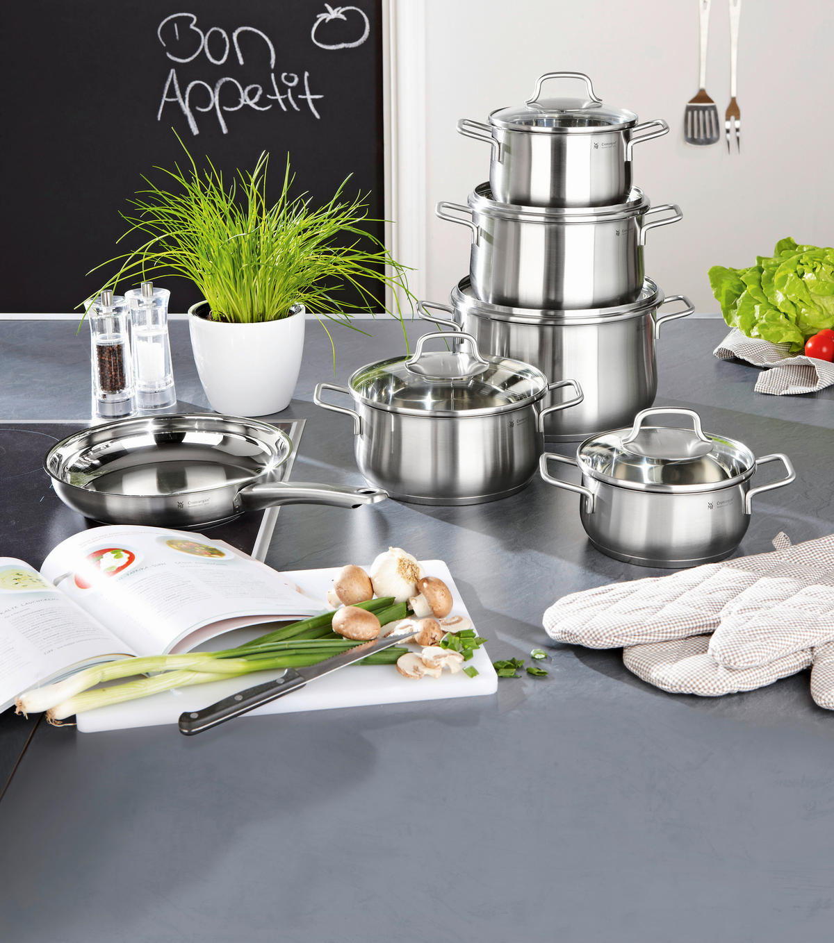 KOCHTOPFSET Brilliant 6-teilig  - Klar/Edelstahlfarben, Design, Glas/Metall - WMF