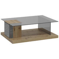 COUCHTISCH Wildeiche furniert, massiv ESG 120,6/75,6/42,3 cm rechteckig Graphitfarben, Grau, Wildeiche  - Wildeiche/Graphitfarben, Design, Glas/Holz (120,6/75,6/42,3cm) - Voglauer