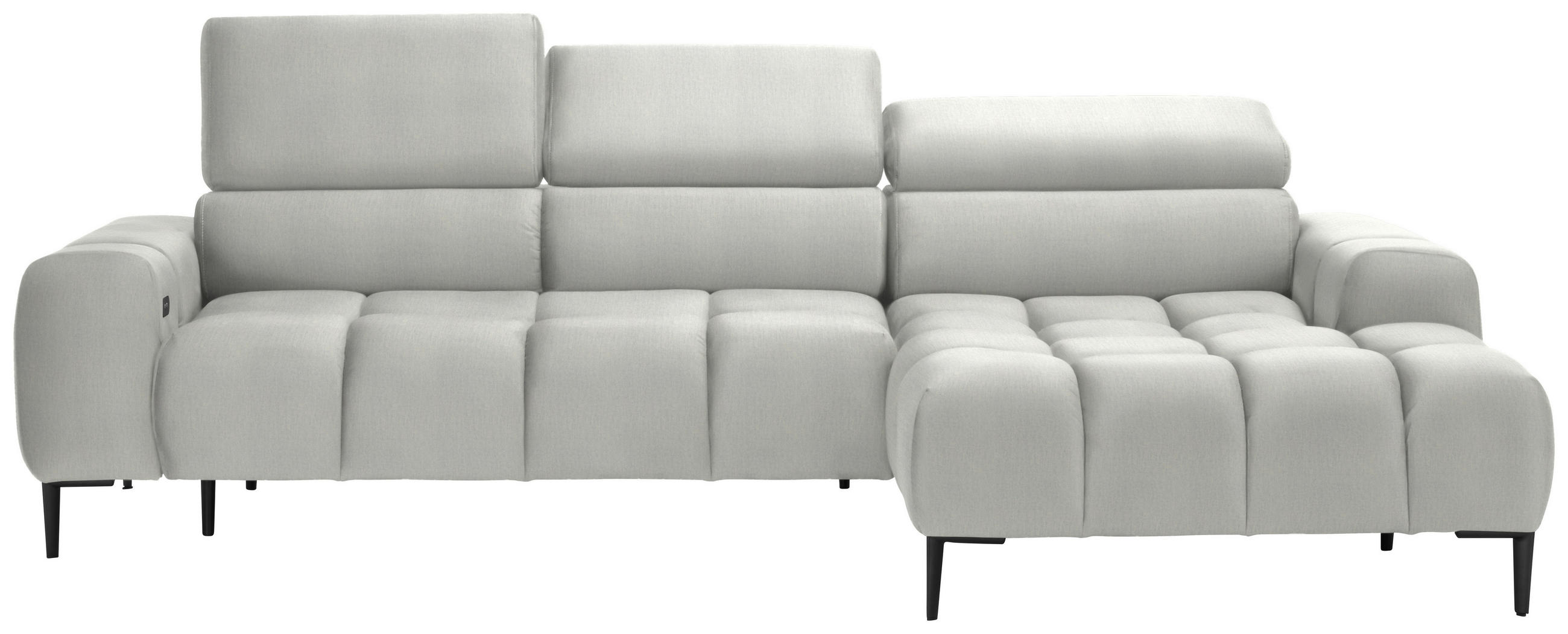 ECKSOFA in Samt, Webstoff Creme  - Creme/Schwarz, Design, Textil/Metall (270/177cm) - Welnova