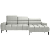 ECKSOFA in Samt, Webstoff Creme  - Creme/Schwarz, Design, Textil/Metall (270/177cm) - Welnova