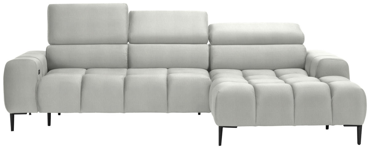 ECKSOFA in Samt, Webstoff Creme  - Creme/Schwarz, Design, Textil/Metall (270/177cm) - Welnova