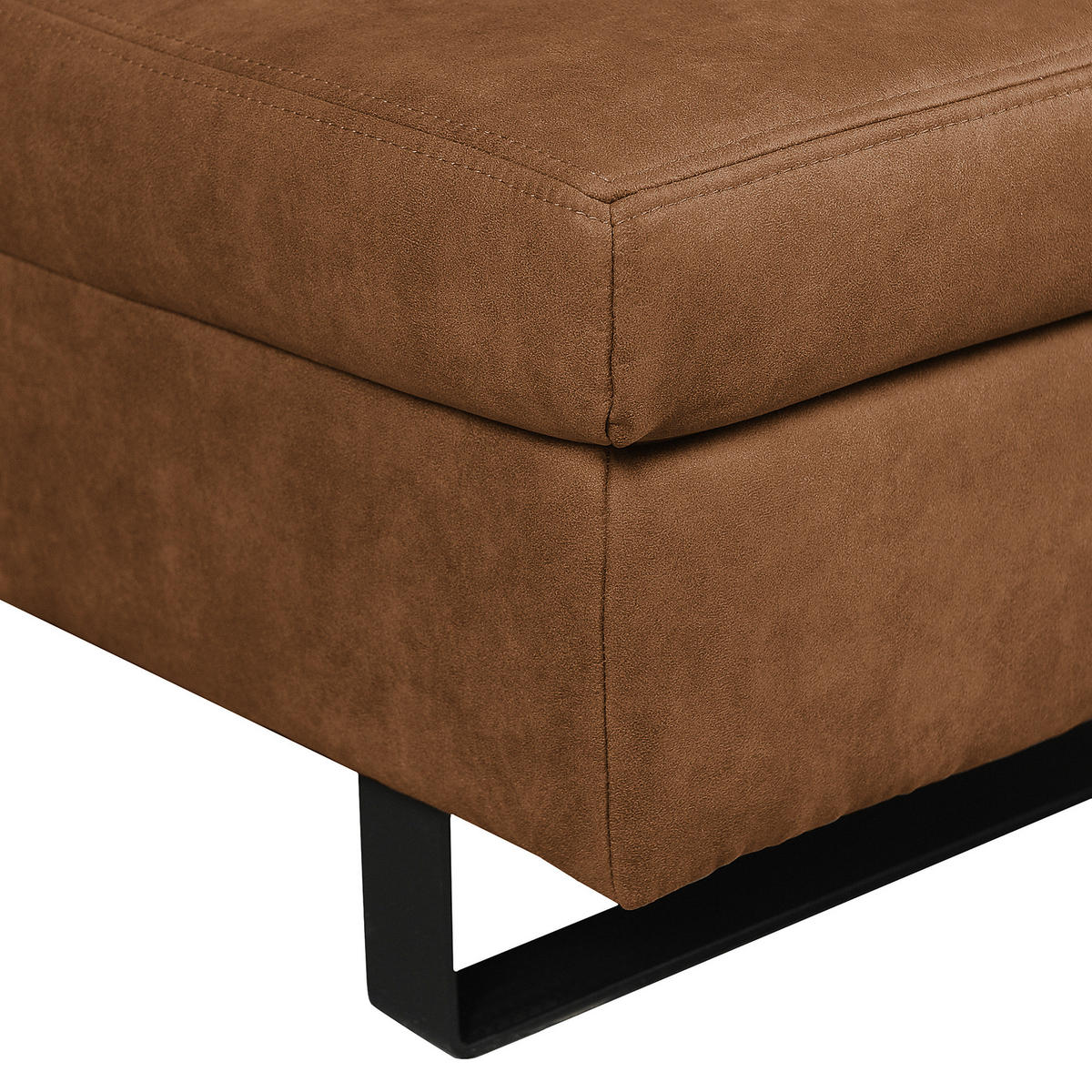 HOCKER Mikrofaser Cognac  - Cognac/Schwarz, Design, Textil/Metall (92/39/59cm) - MID.YOU