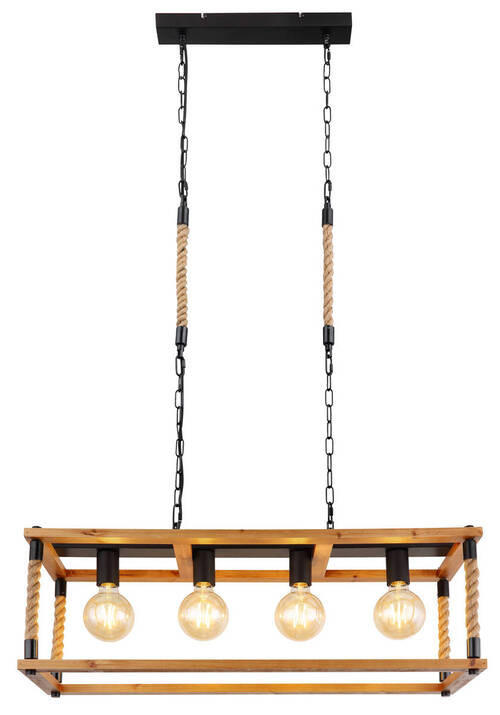 HÄNGLAMPA Vernon 80/25/120 cm  - brun/svart, Natur, metall/trä (80/25/120cm) - Globo