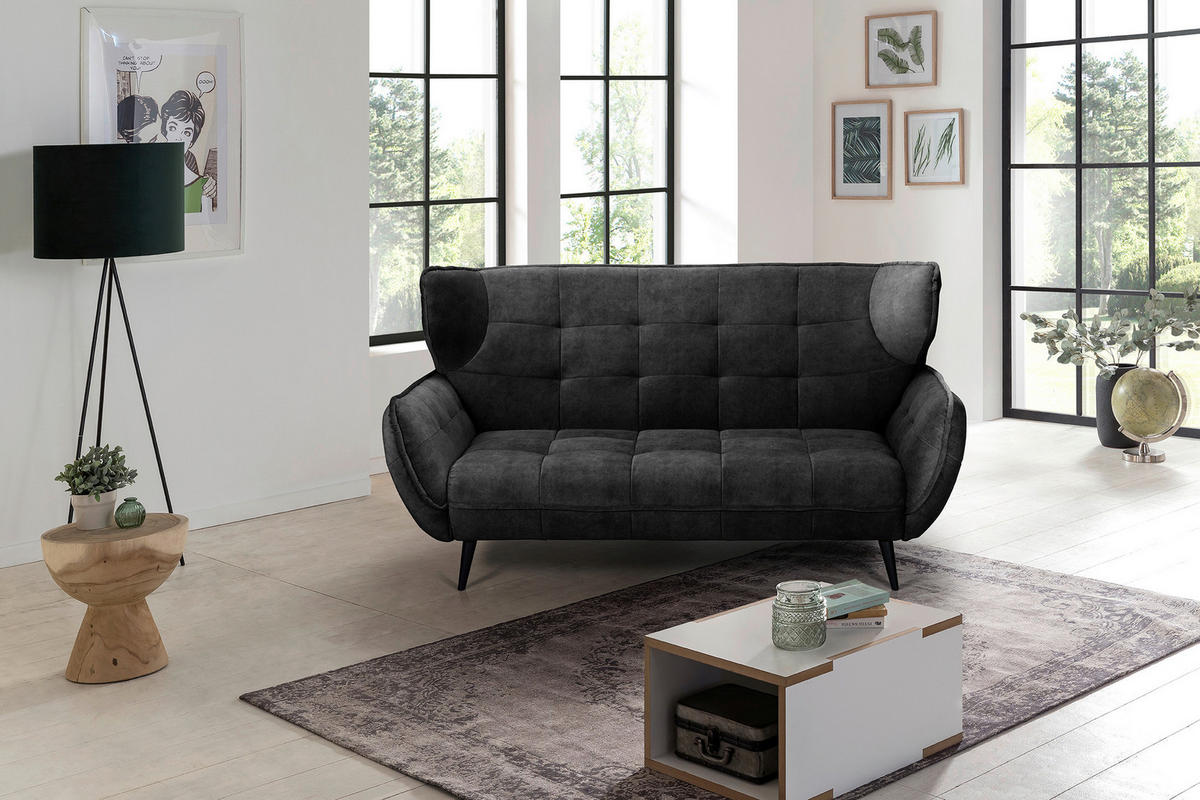 2-SITZER-SOFA in Mikrofaser Anthrazit  - Anthrazit/Schwarz, MODERN, Textil/Metall (191/105/98cm) - MID.YOU
