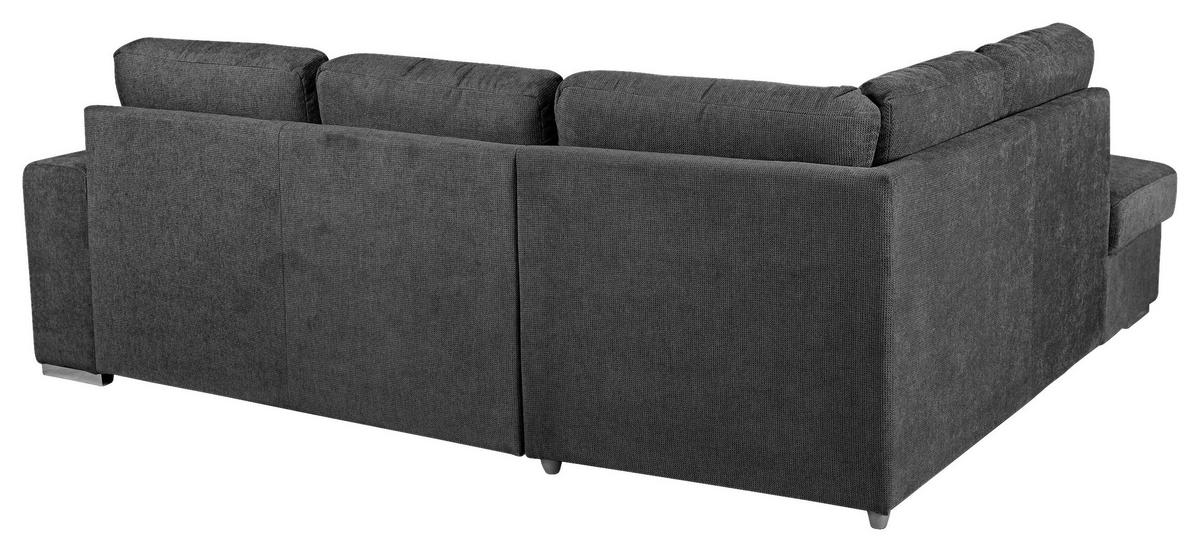 ECKSOFA in Mikrofaser Dunkelgrau  - Chromfarben/Dunkelgrau, Konventionell, Textil/Metall (213/248cm) - MID.YOU