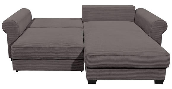 ECKSOFA Dunkelgrau Cord  - Dunkelgrau/Schwarz, KONVENTIONELL, Kunststoff/Textil (255/185cm) - Hom`in