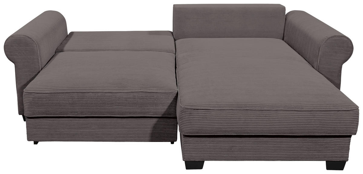 ECKSOFA in Cord Dunkelgrau  - Dunkelgrau/Schwarz, Konventionell, Kunststoff/Textil (255/185cm) - MID.YOU