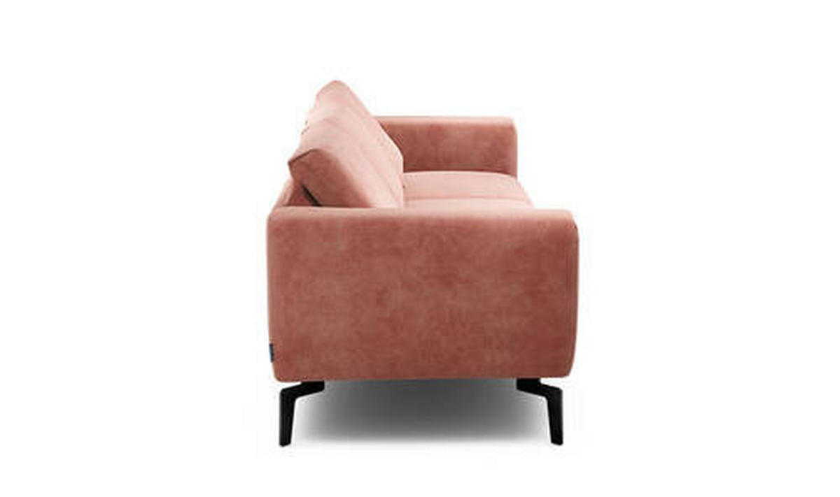 3-SITZER-SOFA in Samt Rosa  - Schwarz/Rosa, Design, Textil/Metall (250/86/86-94cm) - SENSOO