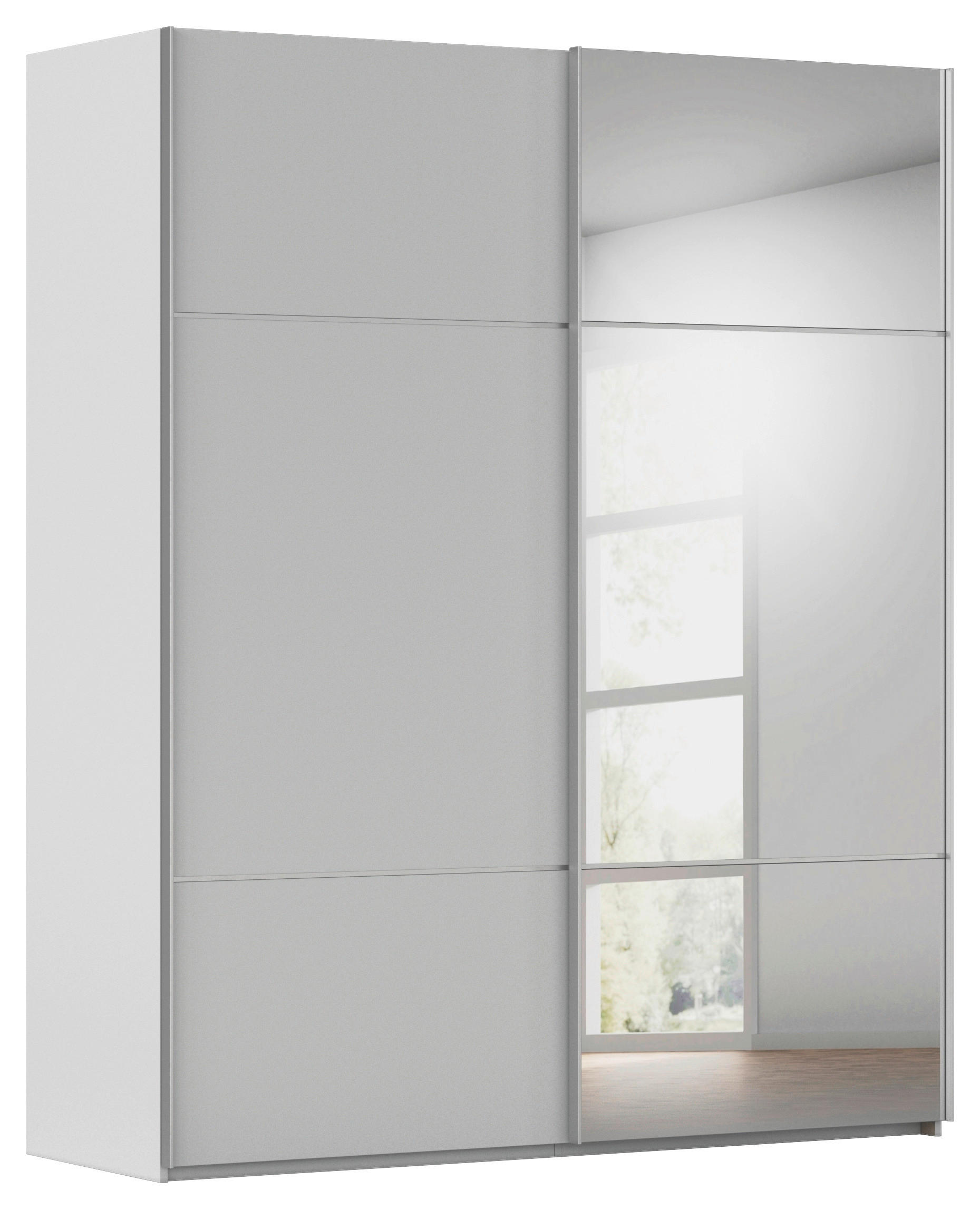 SCHWEBETÜRENSCHRANK 201/223/68 cm 2-türig Grau  - Alufarben/Grau, KONVENTIONELL, Glas/Holzwerkstoff (201/223/68cm) - Novel